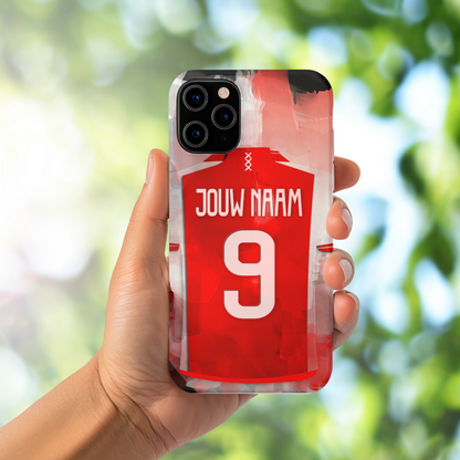 Personaliseerbaar Ajax Amsterdam voetbal soft-case telefoonhoesje voor Apple Iphone, met naam en rugnummer