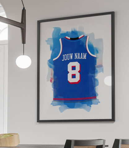 Philadelphia 76ers basketbal poster - uniek basketbal cadeau - ingelijste poster met witte achtergrondkleur