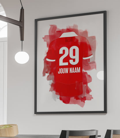 AZ Alkmaar ingelijste poster met eigen naam en rugnummer - AZ print met personalisatie