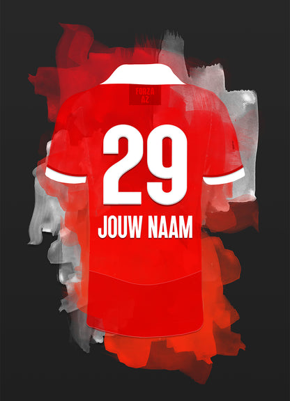 AZ Alkmaar poster met eigen naam en rugnummer - AZ print met personalisatie