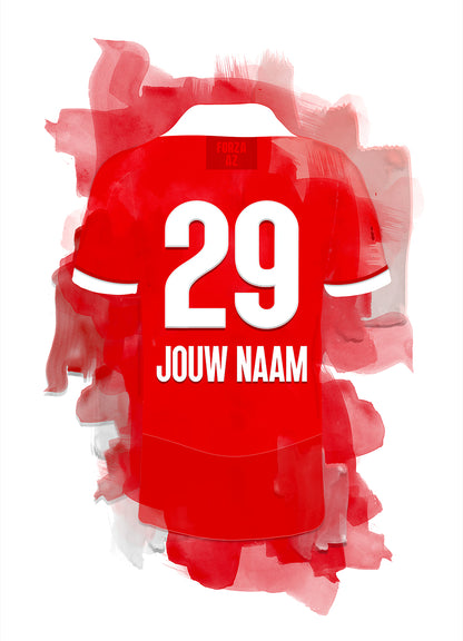 AZ Alkmaar poster met eigen naam en rugnummer - AZ print met personalisatie