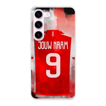 Personaliseerbaar Ajax Amsterdam voetbal soft-case telefoonhoesje voor Samsung Galaxy, met naam en rugnummer