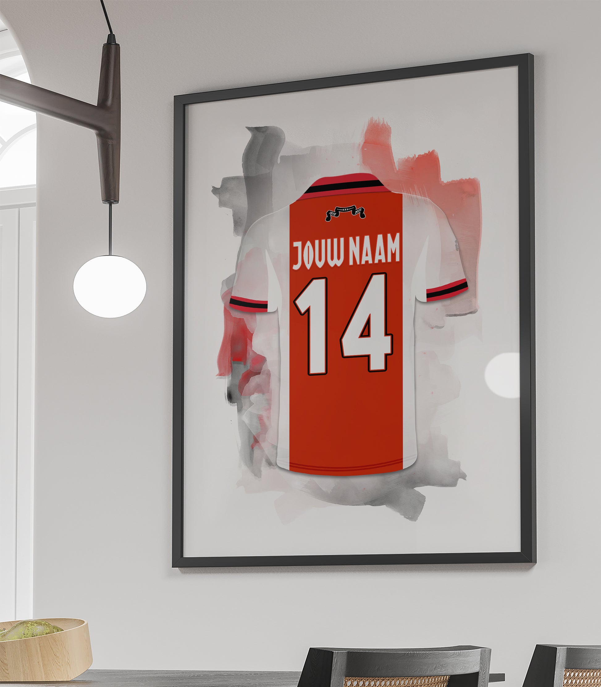 Ajax 2025-2026 wanddecoratie - ingelijste poster - Witte achtergrondkleur - voetbal fan cadeau