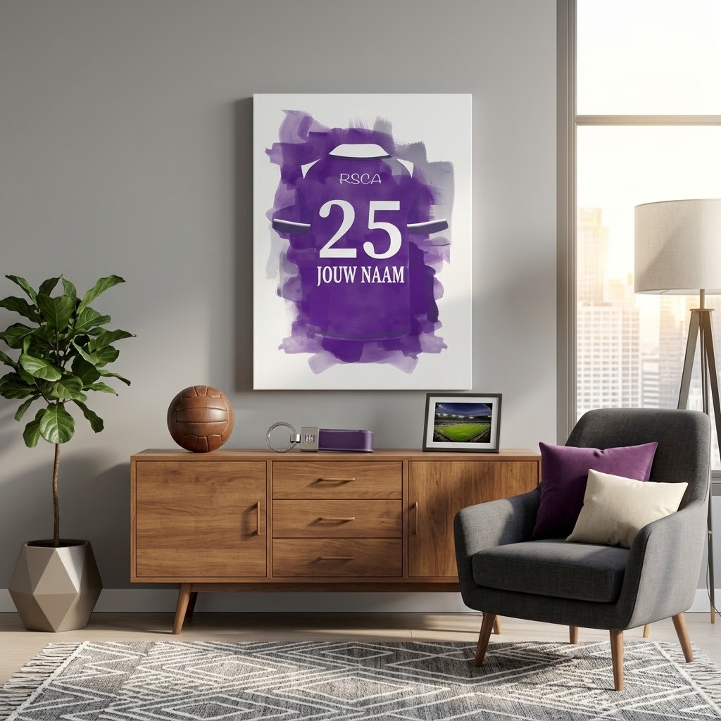 RSC Anderlecht Voetbal Canvas Muurdecoratie Jongenskamer Decoratie