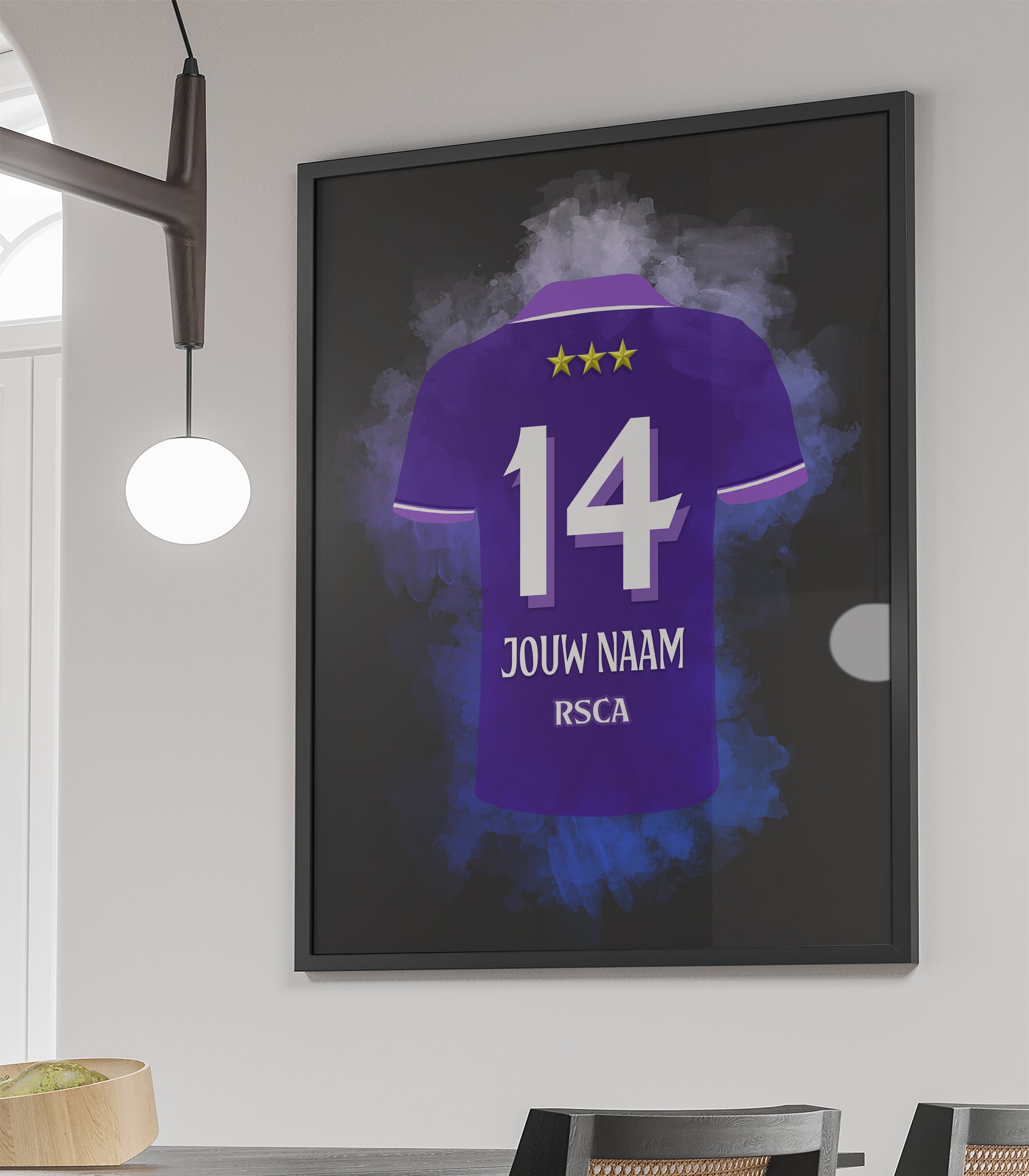 RSCA Anderlecht ingelijste poster met eigen naam en rugnumer