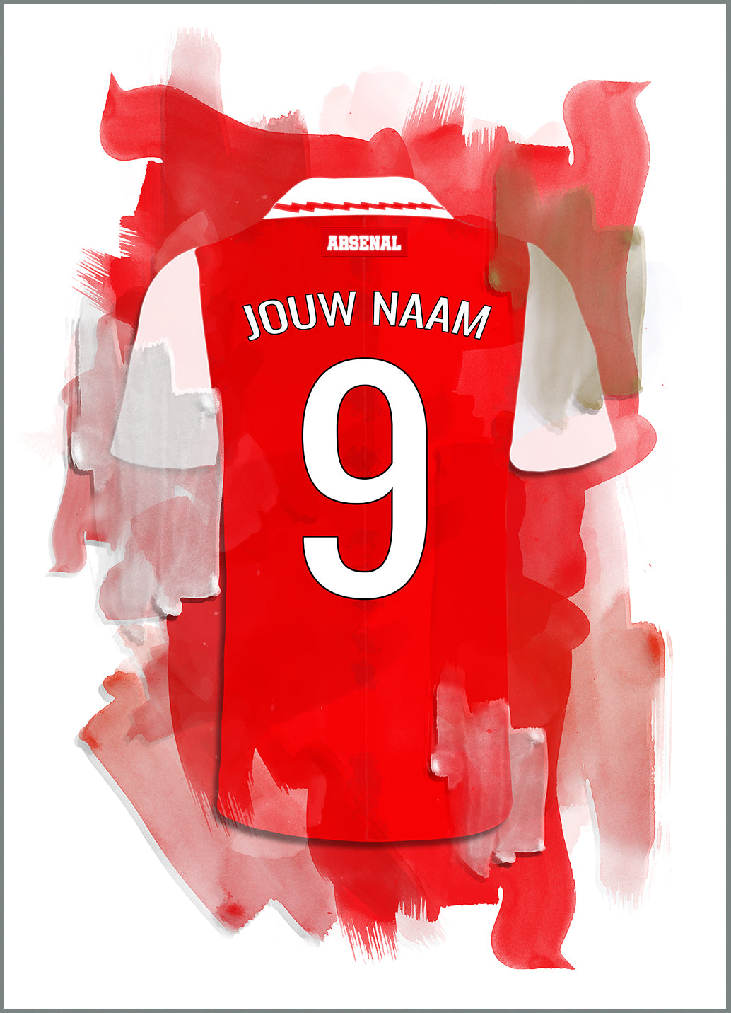 Arsenal voetbalposter met eigen naam en rugnummer