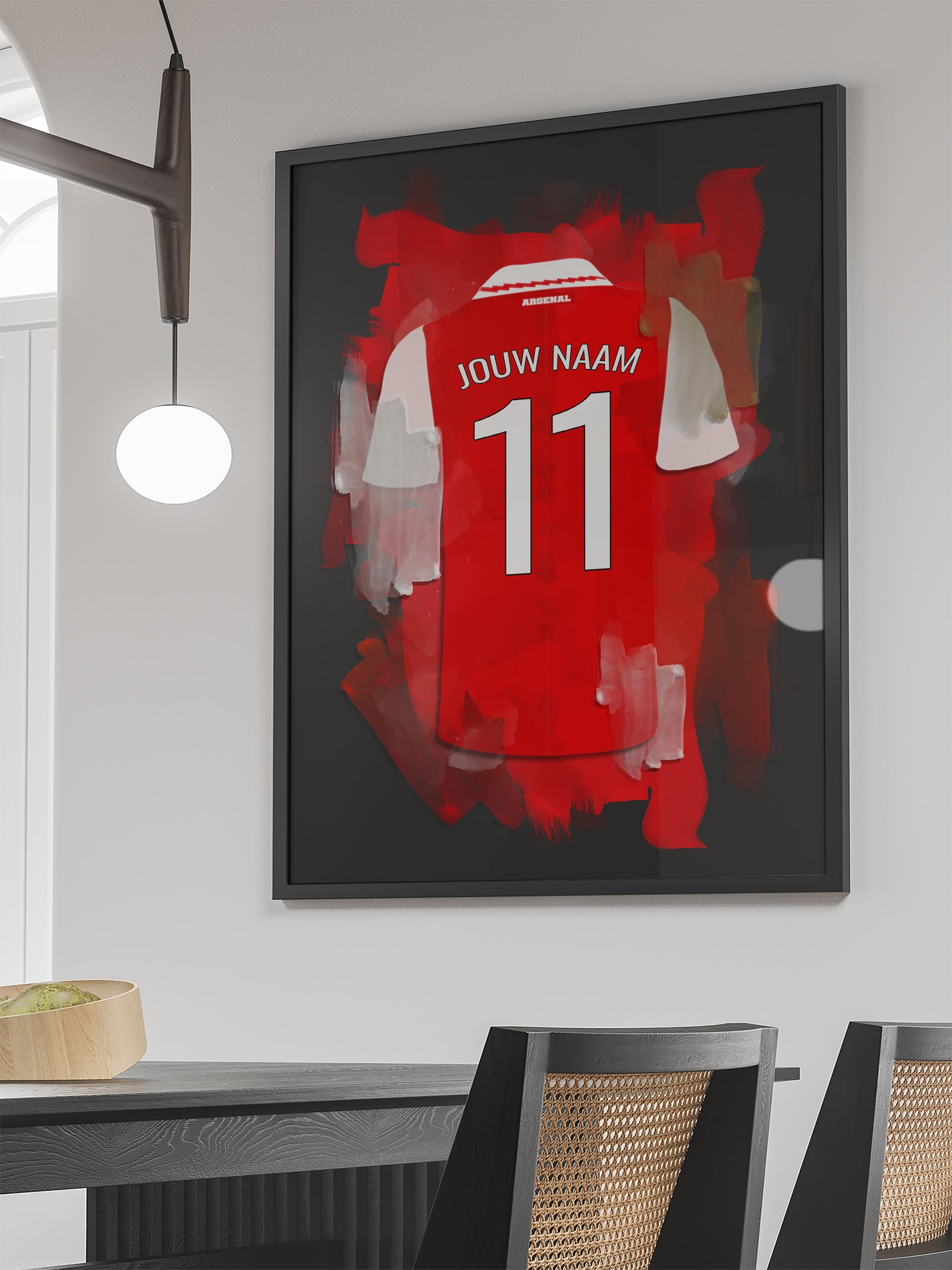 Arsenal voetbalposter met eigen naam en rugnummer