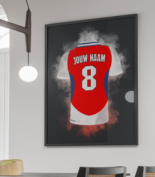 Arsenal FC ingelijste poster met eigen naam en rugnummer - Arsenal poster met personalisatie