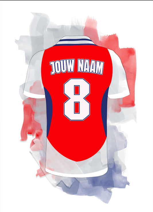 Arsenal FC ingelijste poster met eigen naam en rugnummer - Arsenal poster met personalisatie