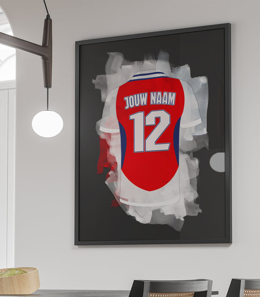 Arsenal FC ingelijste poster met eigen naam en rugnummer - Arsenal poster met personalisatie