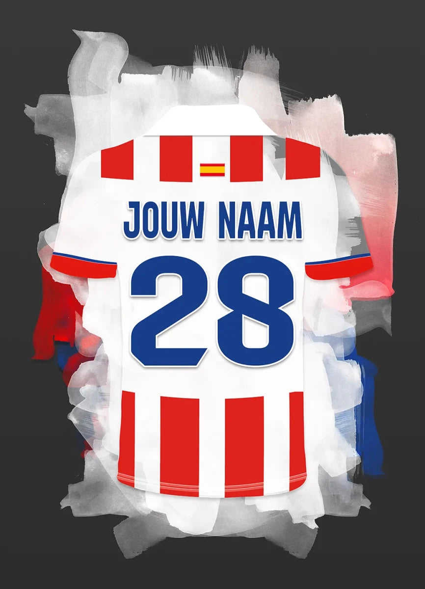 Atletico Madrid Voetbal Poster Met Eigen Naam Personalisatie