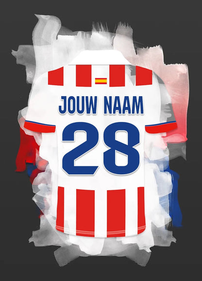 Atletico Madrid Voetbal Poster Met Eigen Naam Personalisatie