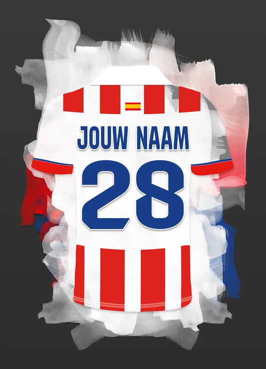 Atletico Madrid Voetbal Poster Met Eigen Naam Personalisatie