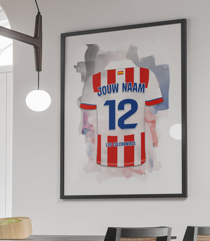 Atletico Madrid ingelijste poster met naam