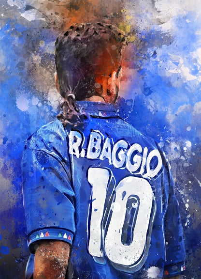 Baggio voetbal portret poster