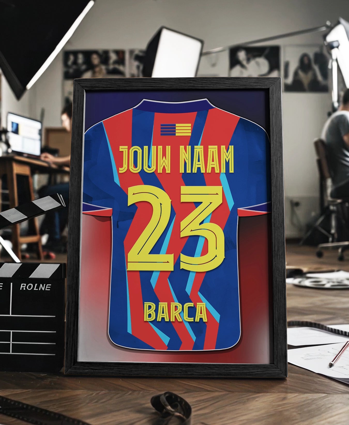 FC barcelona ingelijste poster met naam