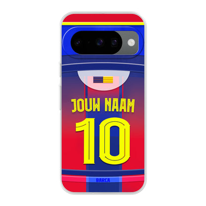 FC Barcelona telefoonhoesje met naam - Google Pixel - Voetbal fan Barca kado