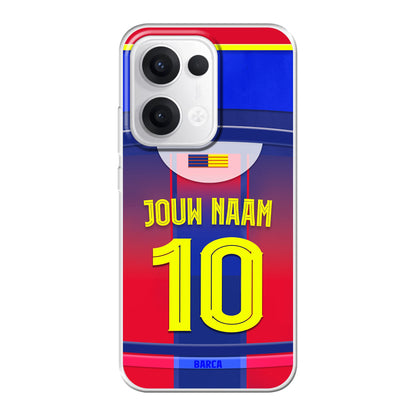 FC Barcelona telefoonhoesje met naam - Oppo Reno - Voetbal fan Barca kado