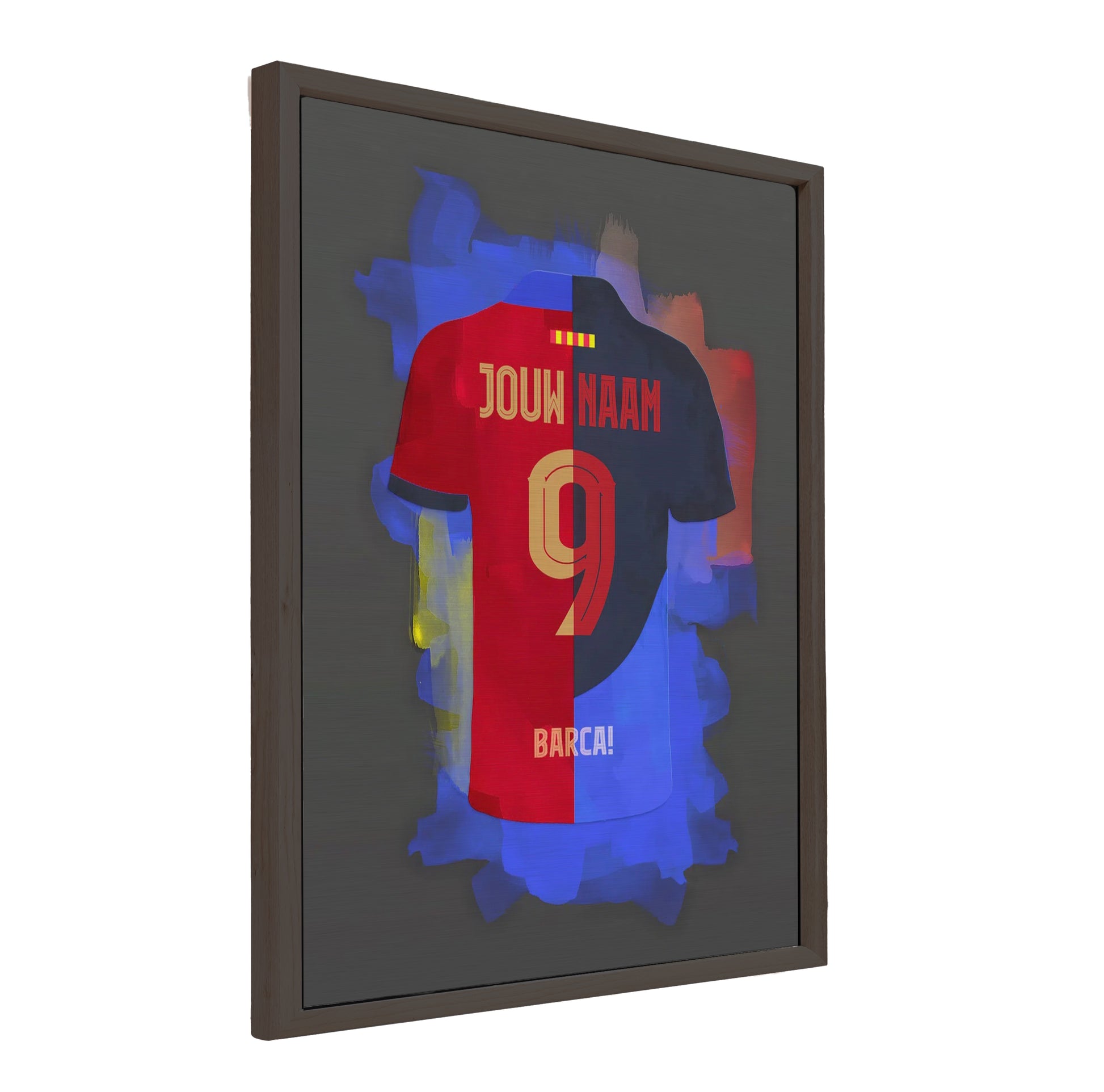 FC Barcelona Aluminium Dibond met Omlijsting wanddecoratie Voetbal Cadeau