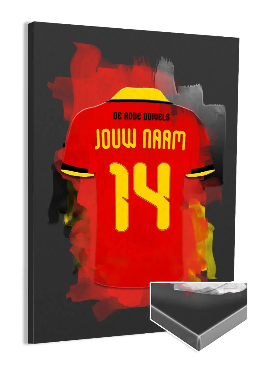 Belgisch Voetbal Elftal Voetbal Canvas Muurdecoratie