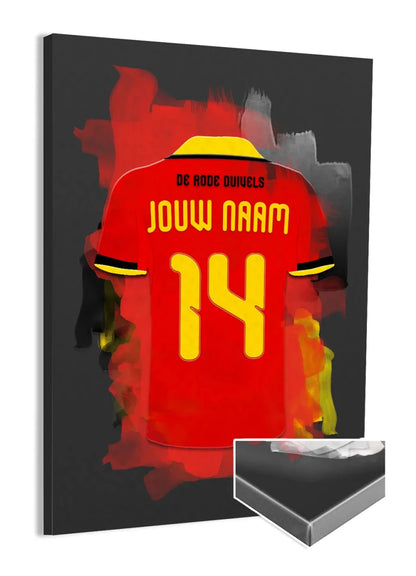 Belgisch Voetbal Elftal Voetbal Canvas Muurdecoratie