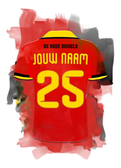 Belgisch Voetbal Elftal Voetbal Poster Witte Achtergrond