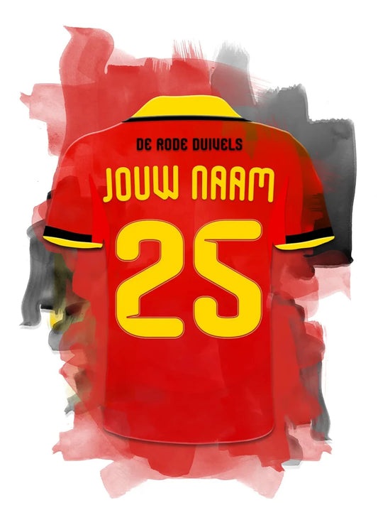 Belgisch Voetbal Elftal Voetbal Poster Witte Achtergrond