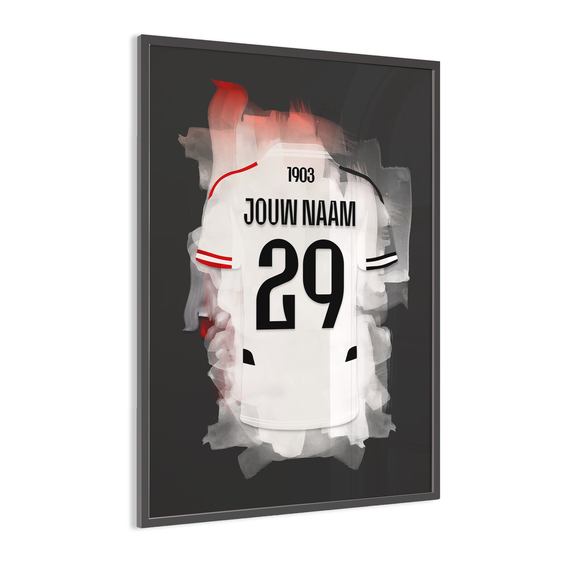 Besiktas voetbal muurdecoratie - voetbal fan cadeau - ingelijste poster met zwarte achtergrond