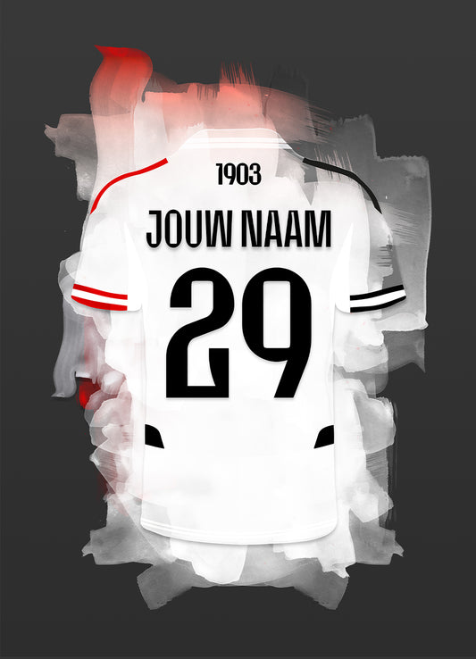 Besiktas voetbal wanddecoratie - voetbal fan cadeau - losse poster met zwarte achtergrond