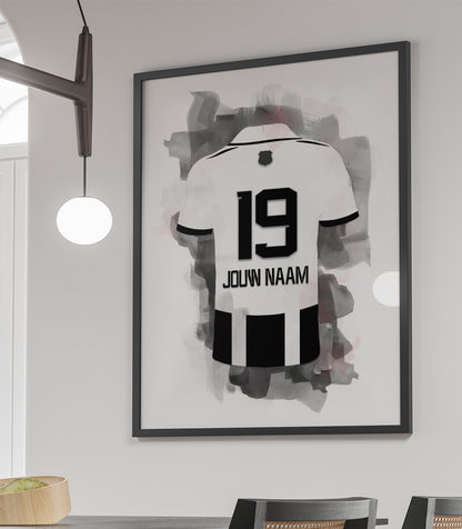 Besiktas witte ingelijste poster met eigen naam en rugnummer - Besiktas poster met personalisatie