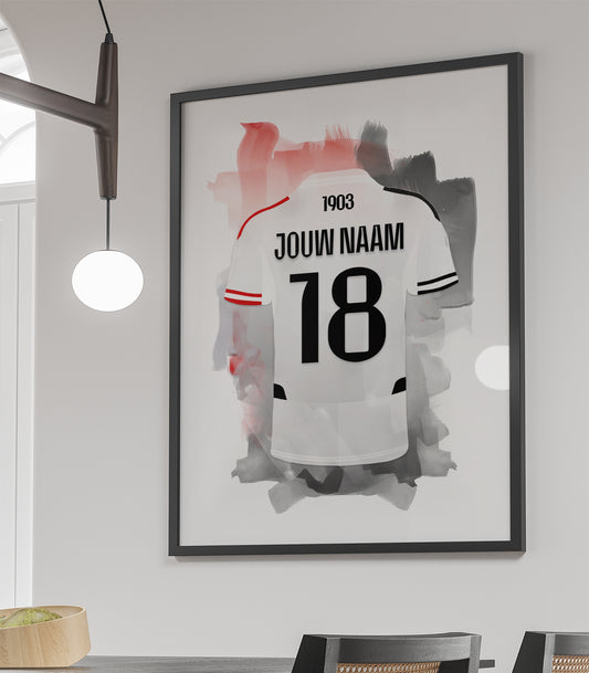 Besiktas voetbal wanddecoratie - voetbal fan cadeau - ingelijste poster met witte achtergrond