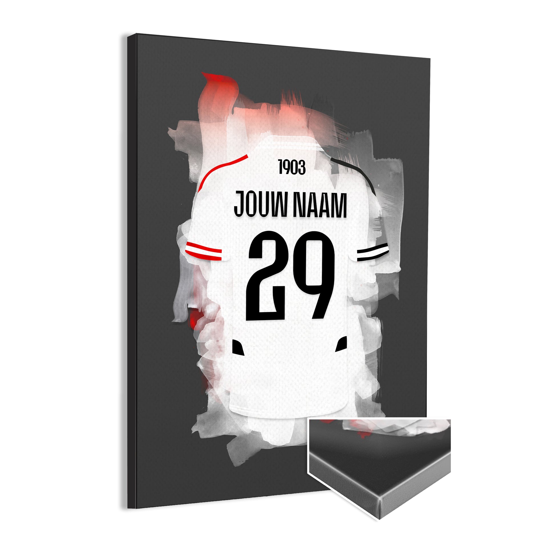 Besiktas voetbal wanddecoratie - voetbal fan cadeau - canvas poster met zwarte achtergrond