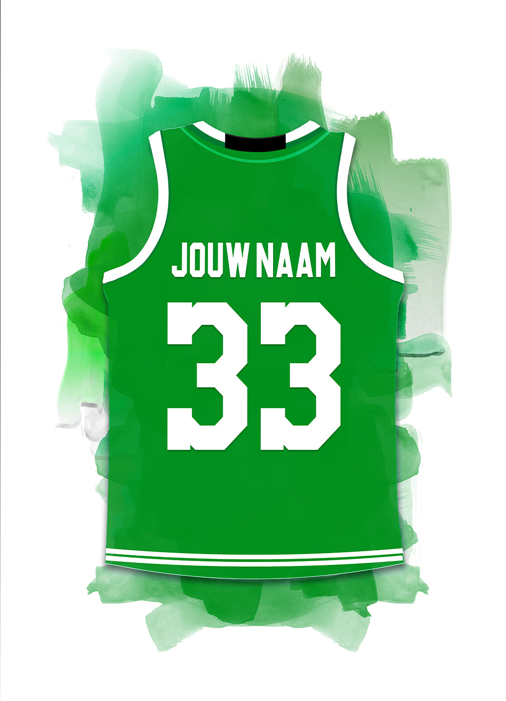Boston Celtics basketbalposter met naam - Shirt poster NBA basketbal - Losse poster met witte achtergrondkleur