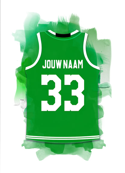 Boston Celtics basketbalposter met naam - Shirt poster NBA basketbal - Losse poster met witte achtergrondkleur