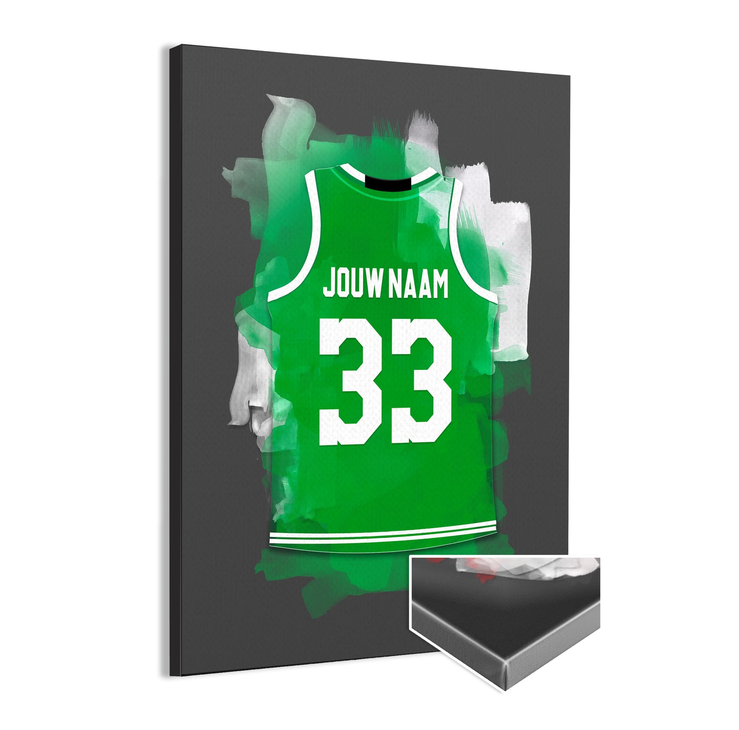 Boston Celtics basketbalposter met naam - Shirt poster NBA basketbal - Canvas poster met zwarte achtergrondkleur