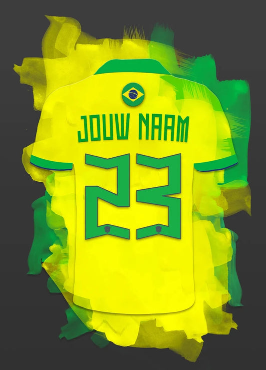 Braziliaans Elftal Voetbal Poster Met Naam Muurdecoratie