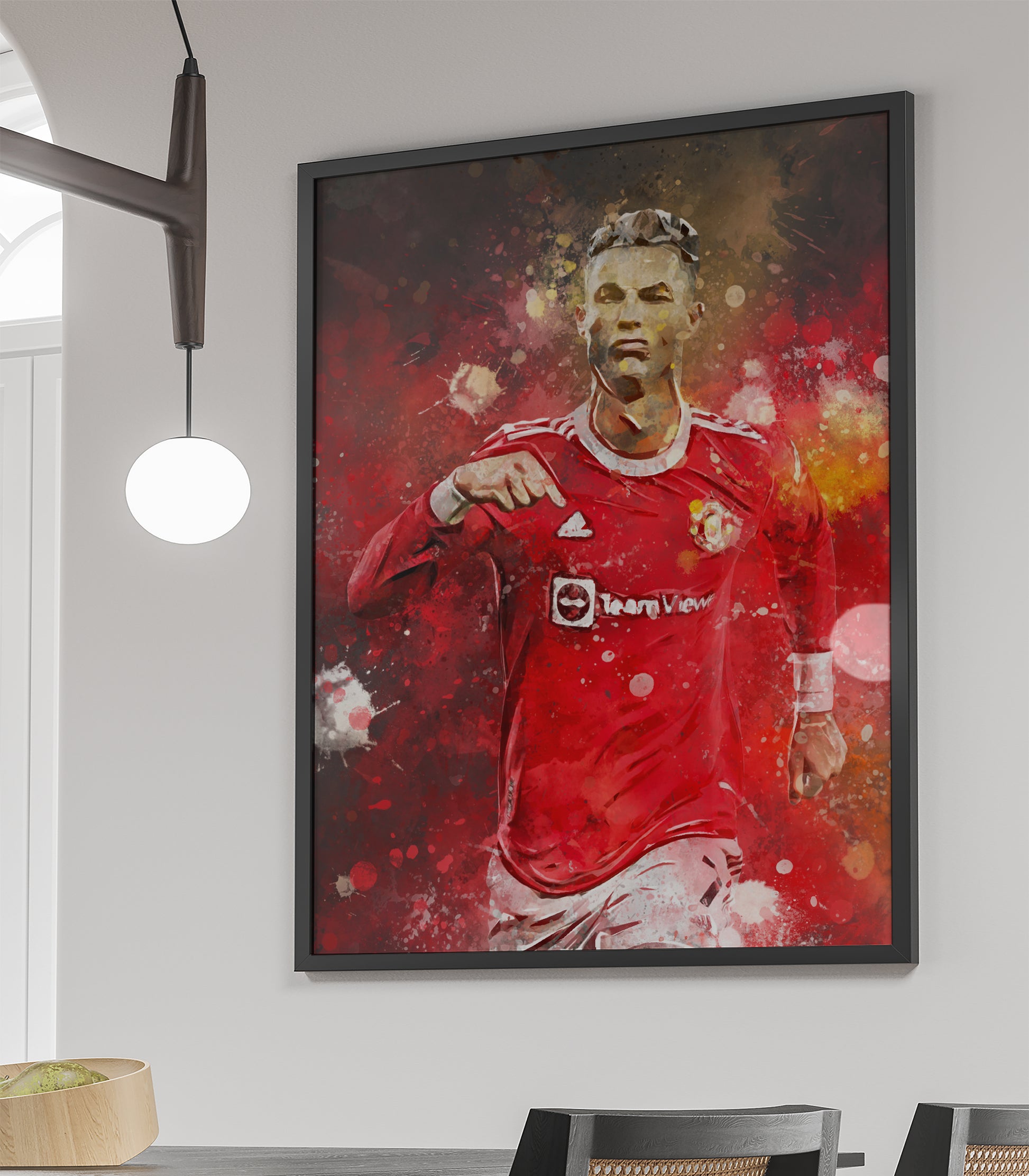 Cristiano Ronaldo wanddecoratie - Man United - Ingelijste poster - Voetbal fan cadeau
