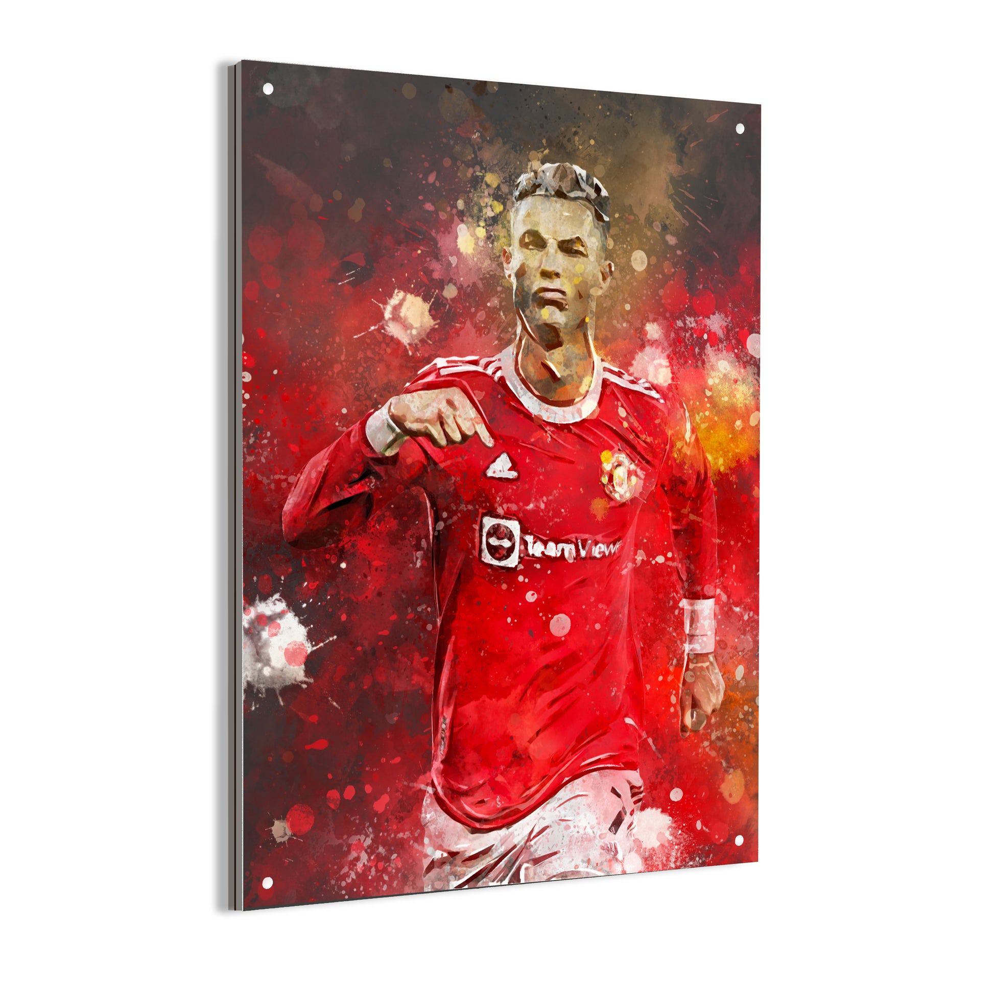 Cristiano Ronaldo wanddecoratie - Man United - Dibond poster - Voetbal fan cadeau