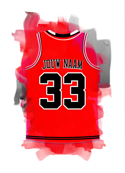 Chicago Bulls basketbal poster - Ideaal basketbal fan cadeau - Witte poster - NBA basketbal wanddecoratie