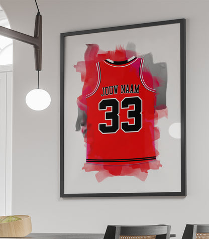 Chicago Bulls basketbal poster - Ideaal basketbal fan cadeau - Witte ingelijste poster - NBA basketbal wanddecoratie