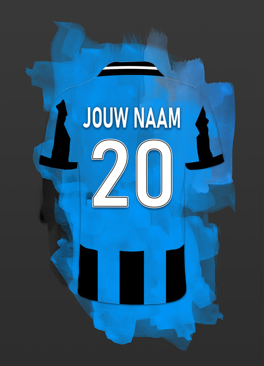 Brugge voetbalposter met eigen naam en rugnummer - Poster - Ingelijste poster - Canvas en Dibond