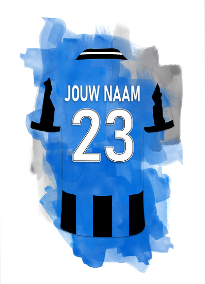 Brugge voetbalposter met eigen naam en rugnummer - Poster - Ingelijste poster - Canvas en Dibond