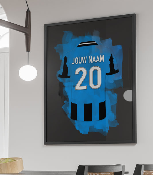 Brugge voetbalposter met eigen naam en rugnummer - Poster - Ingelijste poster - Canvas en Dibond