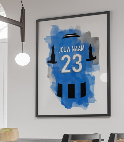 Brugge voetbalposter met eigen naam en rugnummer - Poster - Ingelijste poster - Canvas en Dibond