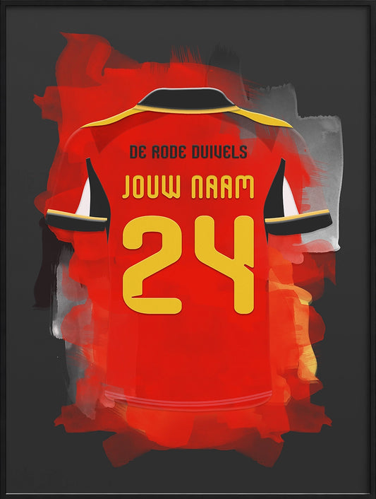 De Rode Duivels Voetbal Poster Gepersonaliseerd Voetbalfan Cadeau
