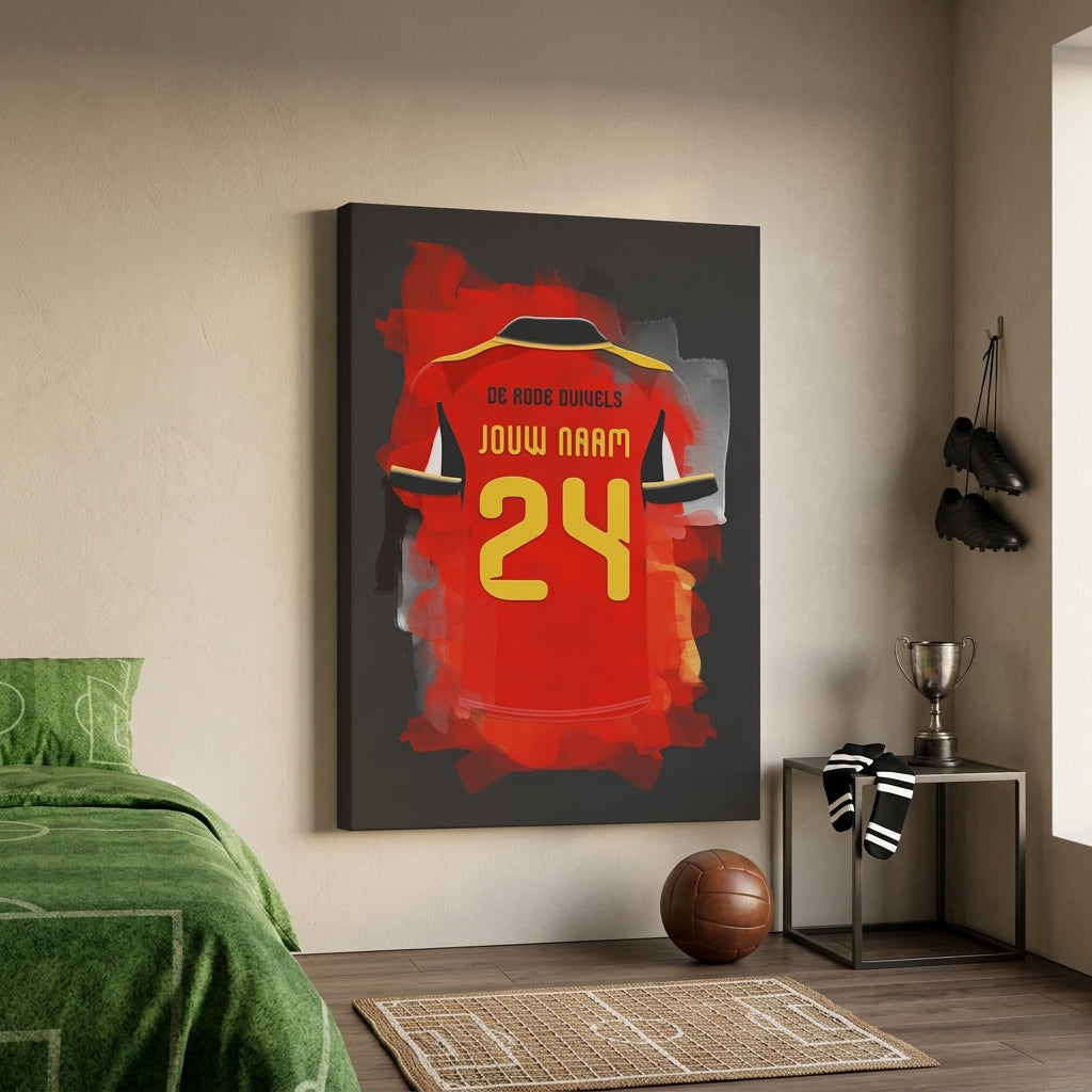 De Rode Duivels Voetbal Canvas Muurdecoratie Jongenskamer Bestellen