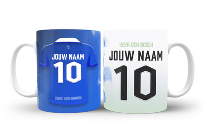 FC Den Bosch voetbal mok - Met personalisatie - Eigen naam en rugnummer - Keramiek voetbalmok