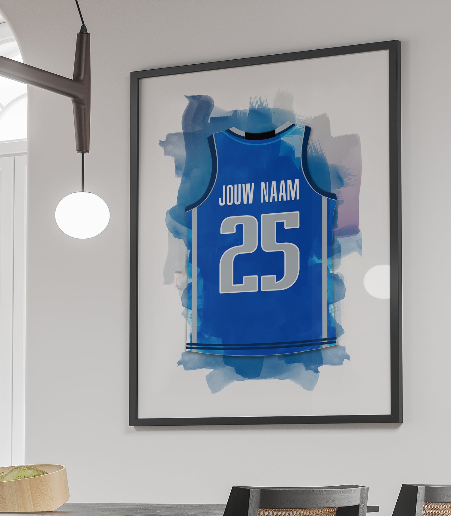 Denver Mavericks basketbalposter met naam - Shirt poster NBA basketbal - ingelijste poster met witte achtergrondkleur