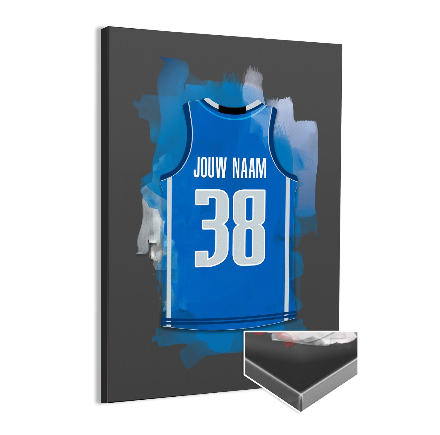 Denver Mavericks basketbalposter met naam - Shirt poster NBA basketbal - canvas poster met zwarte achtergrondkleur