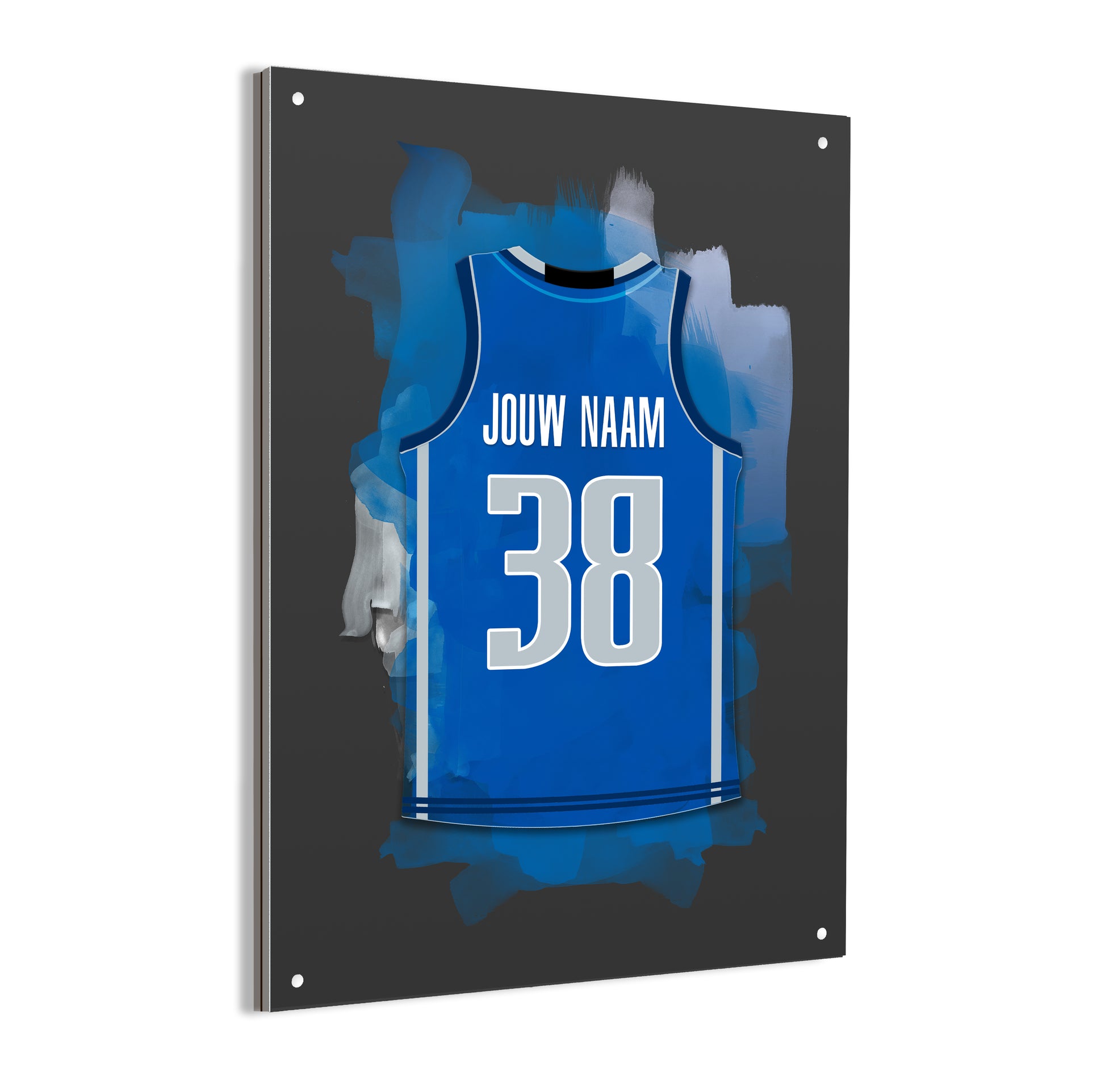 Denver Mavericks basketbalposter met naam - Shirt poster NBA basketbal - dibond poster met zwarte achtergrondkleur
